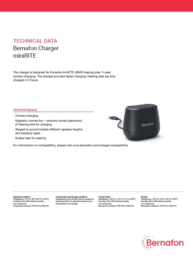 Picture of Technical Data - Bernafon Charger miniRITE